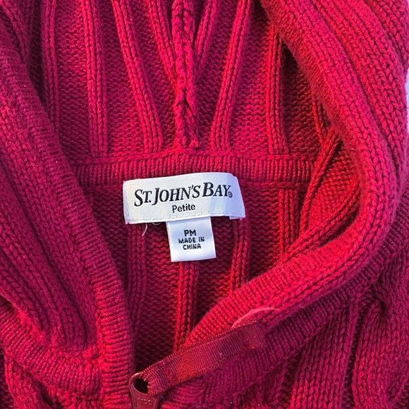 St. John’s Bay Red Zip Up Knit Sweater - Picture 3 of 3